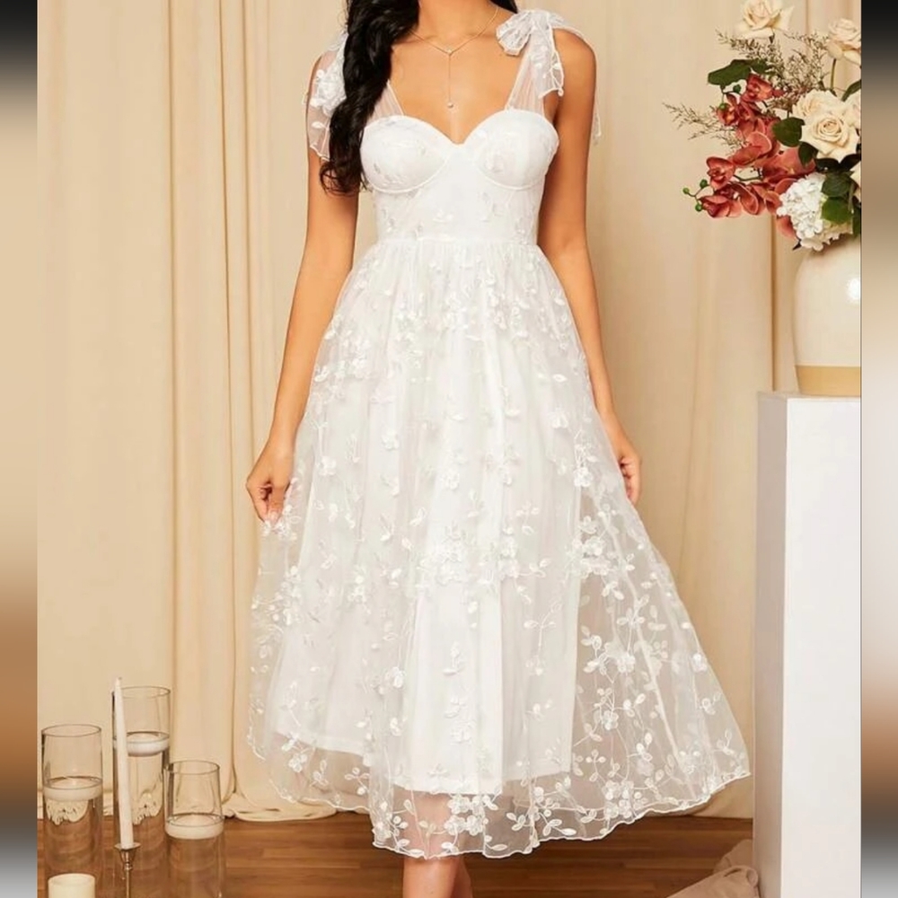New floral print wedding dress with tulle